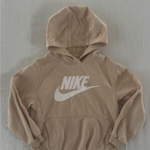 Nike Youth Medium (Size 10/12) Beige Hoodie With White Logo